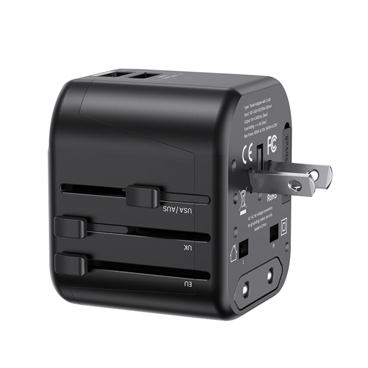 USAMS US-CC173 T55 12W Universal Multi Plug Travel Charger(Black) - free shipping - PMC TechLife - Order now!