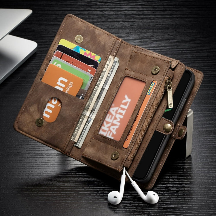 For iPhone X / XS CaseMe-008 TPU + PC Magnetic Absorption Detachable Back Cover Horizontal Flip Leather Case with Holder & Card Slots & Zipper Wallet & Photo Frame(Brown) - More iPhone Cases by CaseMe | Online Shopping South Africa | PMC TechLife | Buy Now Pay Later Mobicred