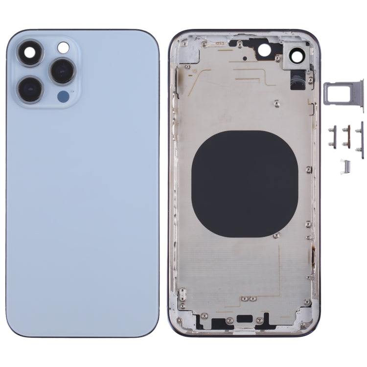 Stainless Steel Material Back Housing Cover with Appearance Imitation of iP13 Pro for iPhone XR(Blue) - Back Cover by PMC TechLife | Online Shopping South Africa | PMC TechLife | Buy Now Pay Later Mobicred