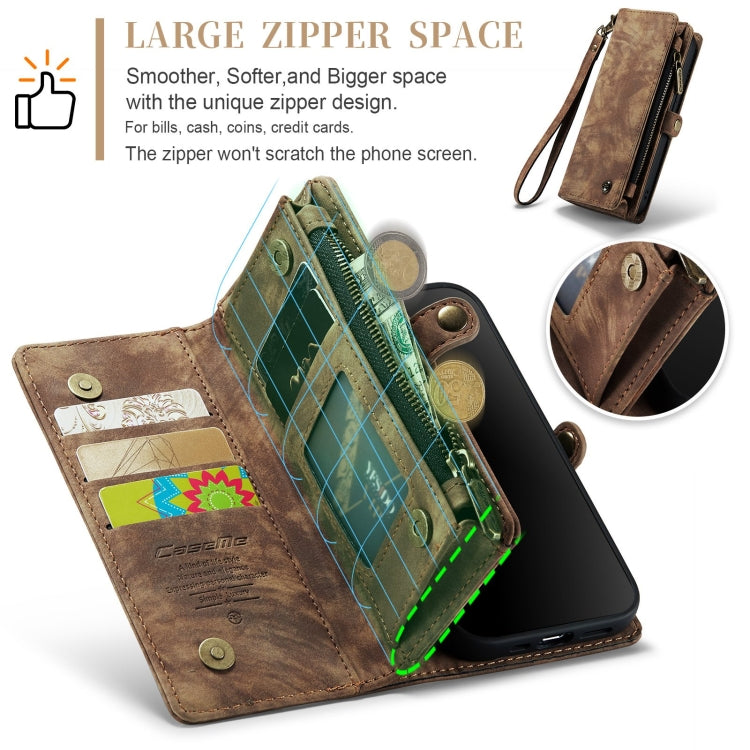 For iPhone XR CaseMe Detachable Multifunctional Horizontal Flip Leather Case with Card Slot & Holder & Zipper Wallet & Photo Frame (Brown) - More iPhone Cases by CaseMe | Online Shopping South Africa | PMC TechLife | Buy Now Pay Later Mobicred