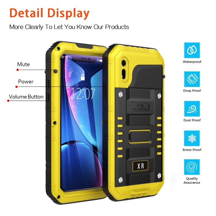 For iPhone XR Waterproof Dustproof Shockproof Zinc Alloy + Silicone Case (Yellow) - free shipping - PMC TechLife - Order now!