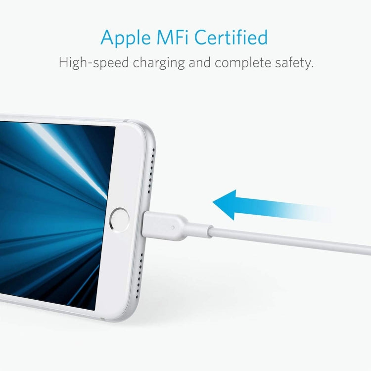 ANKER PowerLine II USB to 8 Pin MFI Certificated Charging Data Cable, Length: 0.9m(White) - MFI Cable by ANKER | Online Shopping South Africa | PMC TechLife | Buy Now Pay Later Mobicred