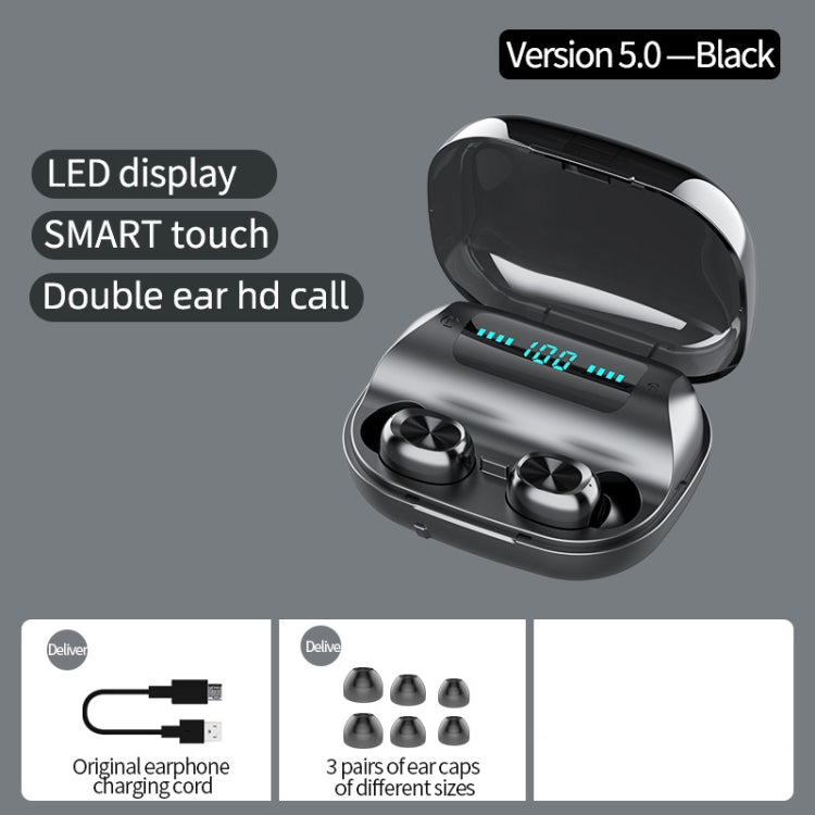 263 TWS CVC8.0 Noise Cancelling Bluetooth Earphone with Charging Box, Support Touch & Three-screen LED Battery Display & Phone Holder & Power Bank & HD Call & Voice Assistant(Black) - TWS Earphone by PMC TechLife | Online Shopping South Africa | PMC TechLife