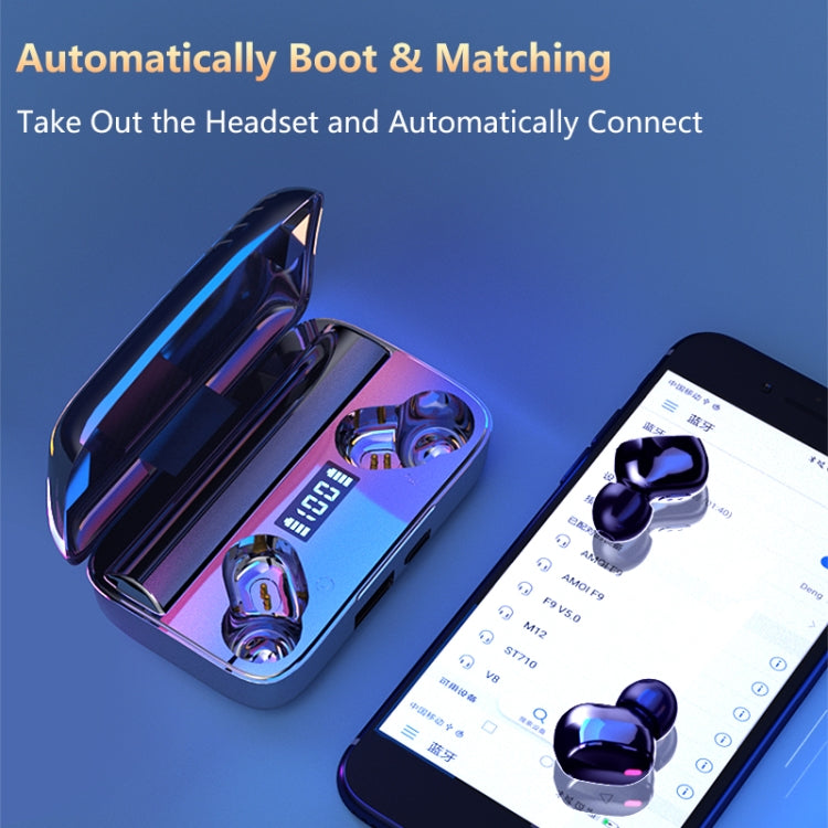 A9 TWS CVC8.0 and DSP Dual Noise Cancelling Bluetooth Earphone with Magnetic Charging Box & LED Digital Display, Support Touch & HD Call & Siri & Power Bank(Black) - TWS Earphone by PMC TechLife | Online Shopping South Africa | PMC TechLife