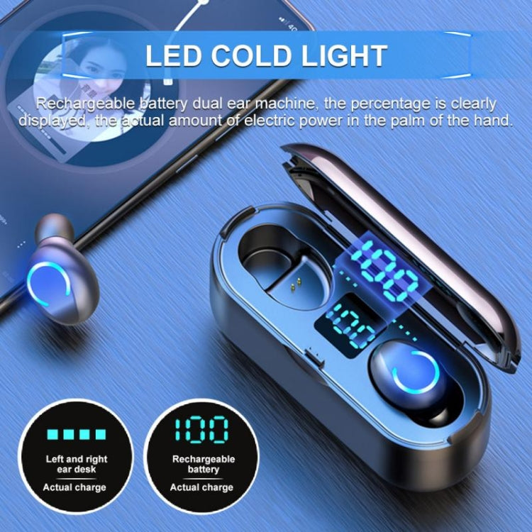 F9-8 TWS CVC8.0 Noise Cancelling Touch Mini Bluetooth Earphone with Charging Box, Support Three-screen LED Power Display & Mobile Phone Holder & Call & Voice Assistant(Black) - TWS Earphone by PMC TechLife | Online Shopping South Africa | PMC TechLife