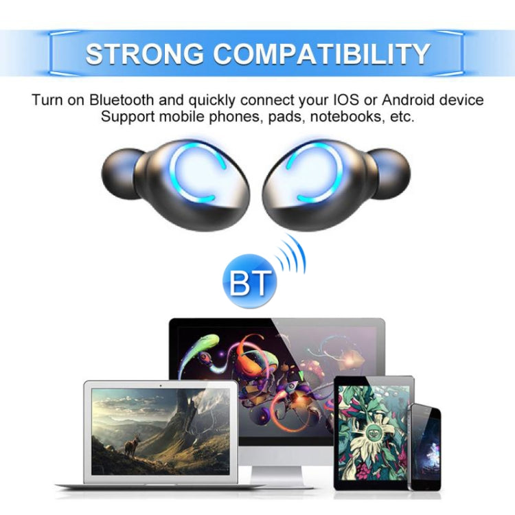 F9-8 TWS CVC8.0 Noise Cancelling Touch Mini Bluetooth Earphone with Charging Box, Support Three-screen LED Power Display & Mobile Phone Holder & Call & Voice Assistant(Black) - TWS Earphone by PMC TechLife | Online Shopping South Africa | PMC TechLife