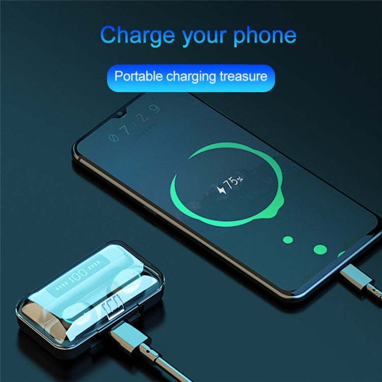 F9-9 TWS CVC8.0 Noise Cancelling Bluetooth Earphone with Charging Box, Support Touch Lighting Effect & Three-screen LED Power Display & Power Bank & Mobile Phone Holder & HD Call & Voice Assistant(Black) - TWS Earphone by PMC TechLife | Online Shopping South Africa | PMC TechLife