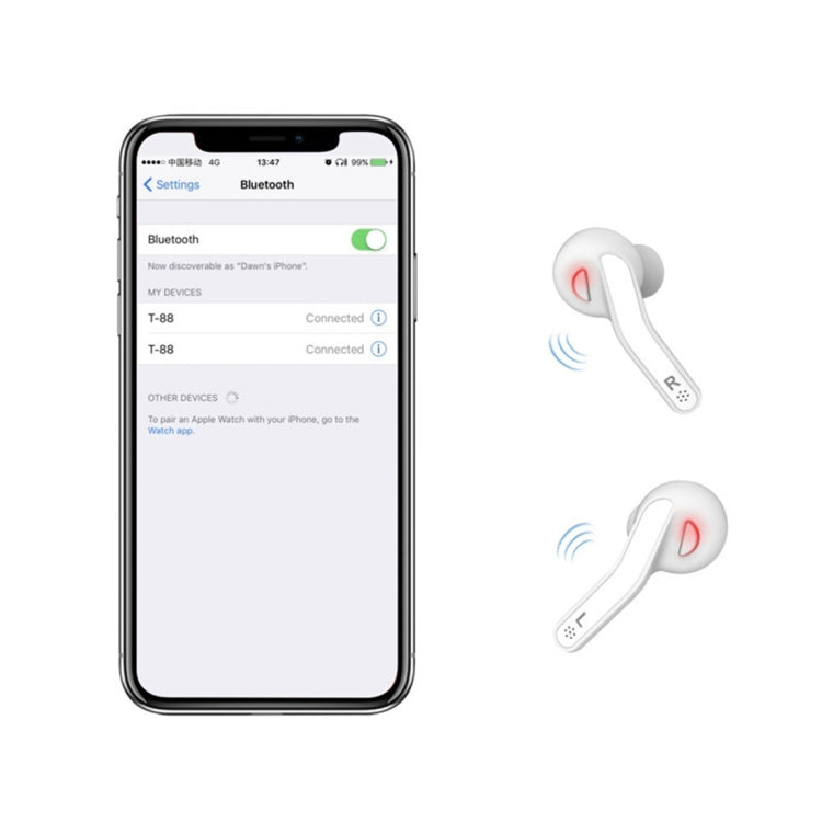 T-88 TWS Bluetooth V5.0 Wireless Stereo Earphones with Magnetic Charging Box(White) - TWS Earphone by PMC TechLife | Online Shopping South Africa | PMC TechLife