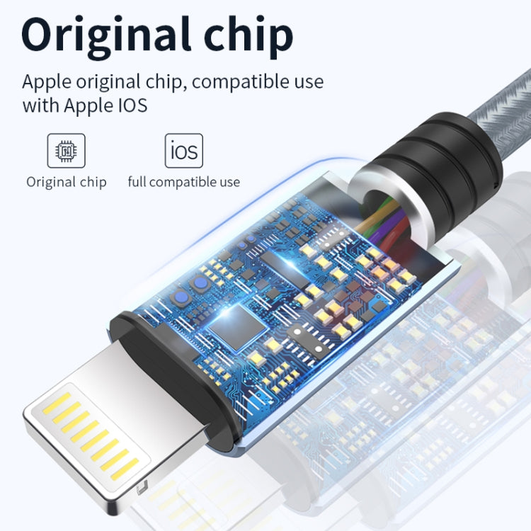 JOYROOM S-M369 Simple Series 2.4A 8 Pin Nylon Braided Data Cable, Length: 1.2m (Gold) - Multifunction Cable by JOYROOM | Online Shopping South Africa | PMC TechLife | Buy Now Pay Later Mobicred