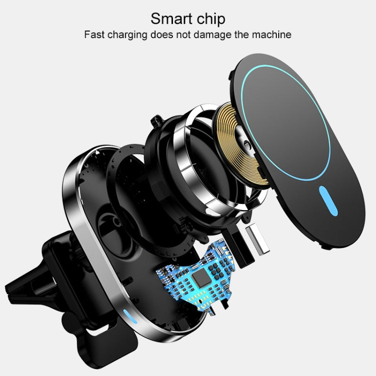 JJT-968 15W Max Output Magnetic Car Air Outlet Bracket Wireless Charger(Black) - Wireless Charger Holders by PMC TechLife | Online Shopping South Africa | PMC TechLife