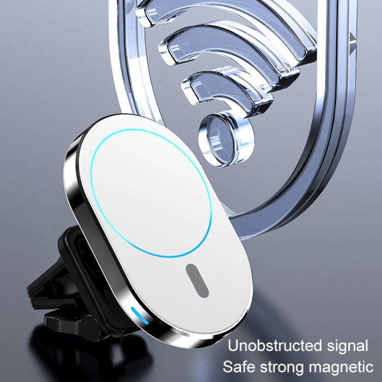 JJT-968 15W Max Output Magnetic Car Air Outlet Bracket Wireless Charger(White) - Wireless Charger Holders by PMC TechLife | Online Shopping South Africa | PMC TechLife