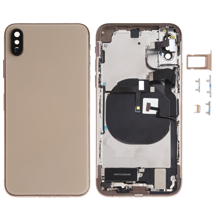Battery Back Cover Assembly (with Side Keys & Speaker Ringer Buzzer & Motor & Camera Lens & Card Tray & Power Button + Volume Button + Charging Port + Signal Flex Cable & Wireless Charging Module) for iPhone XS(Gold) - Back Cover by PMC TechLife | Online Shopping South Africa | PMC TechLife