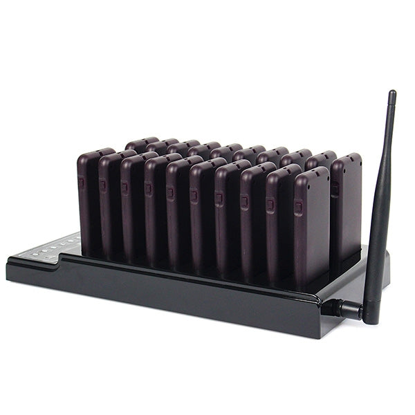 QC100 999 Channel Restaurant Wireless Paging Queuing Calling System with 20 Call Coaster Pagers, EU Plug - Alarm System by PMC TechLife | Online Shopping South Africa | PMC TechLife