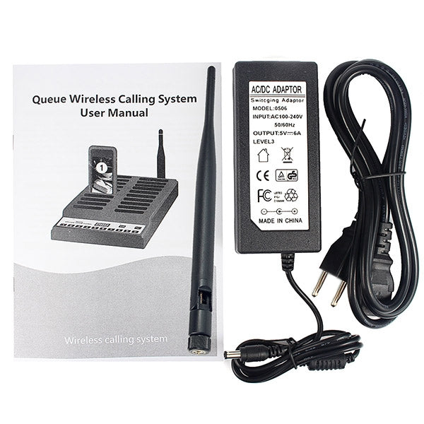 QC100 999 Channel Restaurant Wireless Paging Queuing Calling System with 20 Call Coaster Pagers, EU Plug - Alarm System by PMC TechLife | Online Shopping South Africa | PMC TechLife