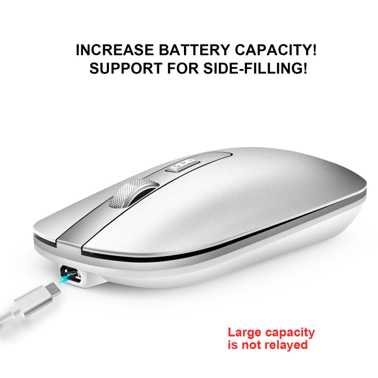 HXSJ M30 Rechargeable Wireless Mouse Metal Wheel Mute 2.4G Office Mouse 500 mAh Built-in Battery(Grey) - Wireless Mice by HXSJ | Online Shopping South Africa | PMC TechLife | Buy Now Pay Later Mobicred