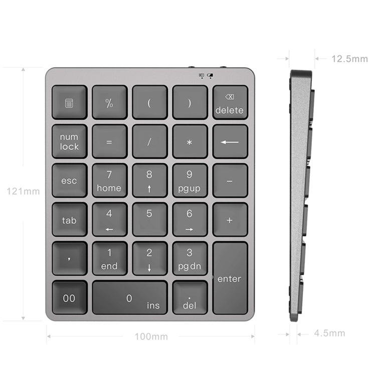 N960 Ultra-thin Universal Aluminum Alloy Rechargeable Wireless Bluetooth Numeric Keyboard (Grey) - Mini Keyboard by PMC TechLife | Online Shopping South Africa | PMC TechLife | Buy Now Pay Later Mobicred
