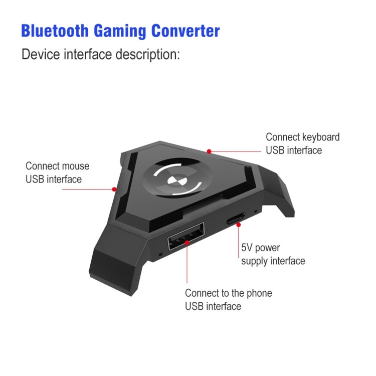 HXSJ P5 Bluetooth 4.1 Keyboard Mouse Bluetooth Gaming Converter, Can Not Be Pressed Version(Black) - free shipping - PMC TechLife - Order now!