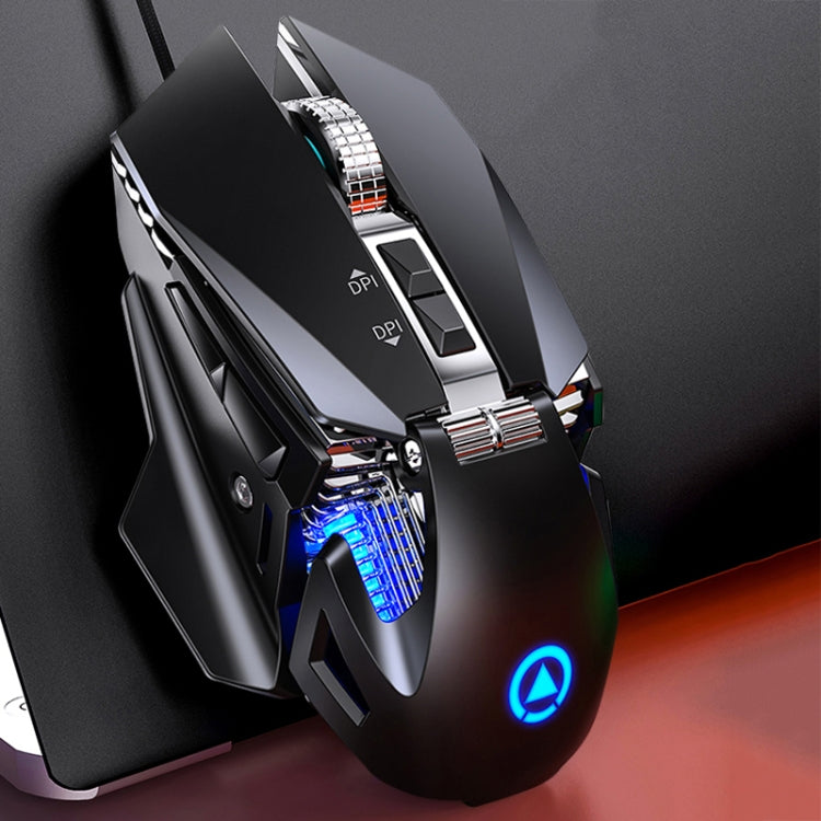 YINDIAO G10 7200DPI 7-modes Adjustable 7-keys RGB Light Wired Metal Mechanical Hard Core Macro Mouse, Style: Audio Version(Black) - free shipping - PMC TechLife - Order now!