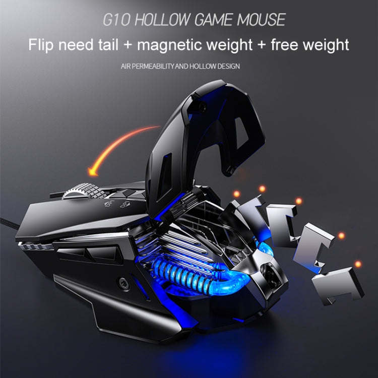 YINDIAO G10 7200DPI 7-modes Adjustable 7-keys RGB Light Wired Metal Mechanical Hard Core Macro Mouse, Style: Audio Version(Black) - free shipping - PMC TechLife - Order now!