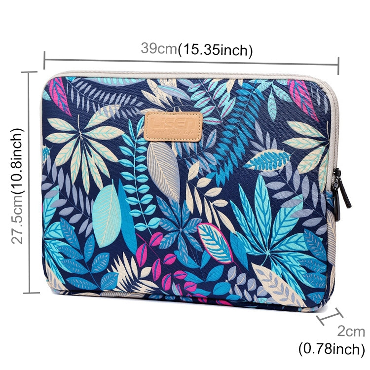 Sleeve Case Colorful Leaves Zipper Briefcase Carrying Bag for Macbook, Samsung, Lenovo, Sony, DELL Alienware, CHUWI, ASUS, HP, 15.6 inch and Below Laptops(Blue) - free shipping - PMC TechLife - Order now!