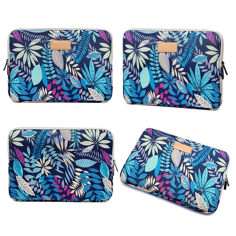 Sleeve Case Colorful Leaves Zipper Briefcase Carrying Bag for Macbook, Samsung, Lenovo, Sony, DELL Alienware, CHUWI, ASUS, HP, 15.6 inch and Below Laptops(Blue) - free shipping - PMC TechLife - Order now!