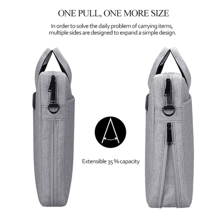 DJ06 Oxford Cloth Waterproof Wear-resistant Portable Expandable Laptop Bag for 13.3 inch Laptops, with Detachable Shoulder Strap(Black) - 13.3 inch by PMC TechLife | Online Shopping South Africa | PMC TechLife | Buy Now Pay Later Mobicred