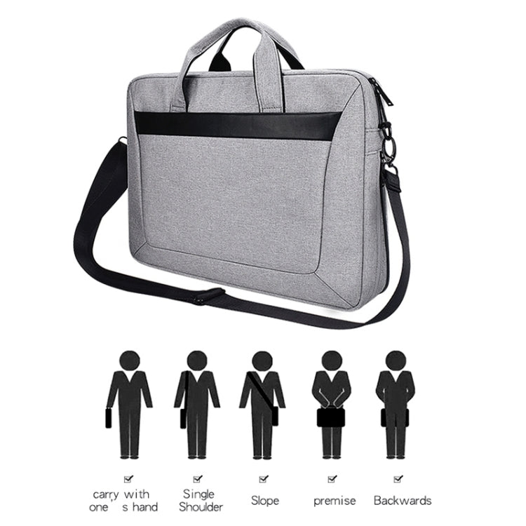 DJ06 Oxford Cloth Waterproof Wear-resistant Portable Expandable Laptop Bag for 14.1 inch Laptops, with Detachable Shoulder Strap(Grey) - 14.1 inch by PMC TechLife | Online Shopping South Africa | PMC TechLife | Buy Now Pay Later Mobicred