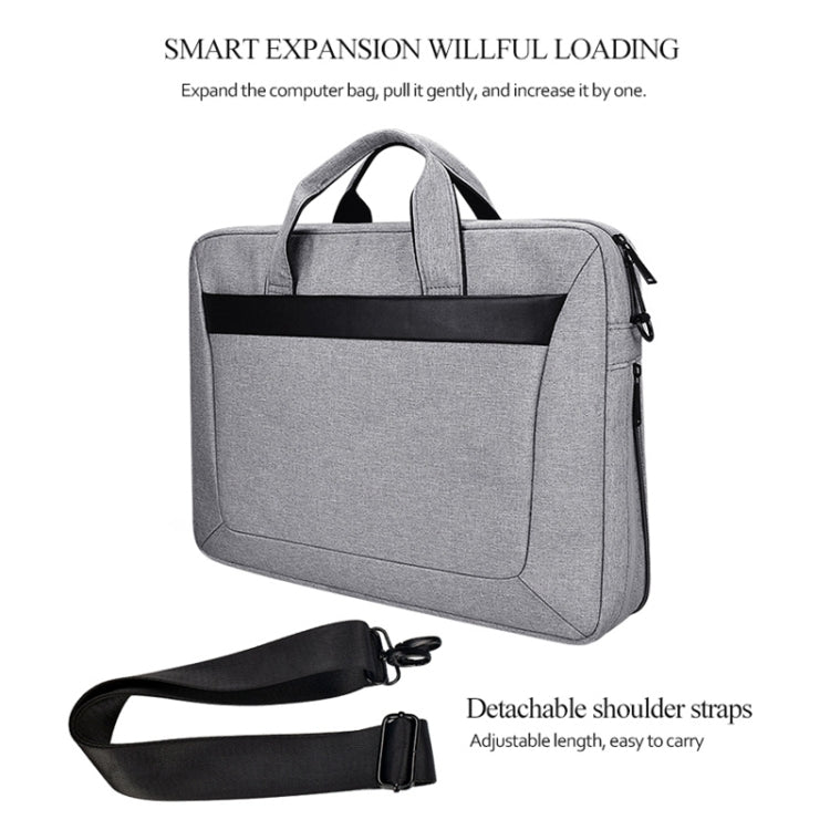 DJ06 Oxford Cloth Waterproof Wear-resistant Portable Expandable Laptop Bag for 15.4 inch Laptops, with Detachable Shoulder Strap(Grey) - 15 inch by PMC TechLife | Online Shopping South Africa | PMC TechLife | Buy Now Pay Later Mobicred