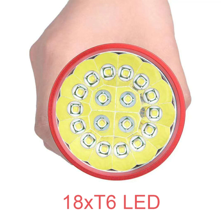 3 Gears, DB18 18xT6, Luminous Flux: 5400lm LED Flashlight, with 4 18650 Batteries (Red Black) - LED Flashlight by PMC TechLife | Online Shopping South Africa | PMC TechLife