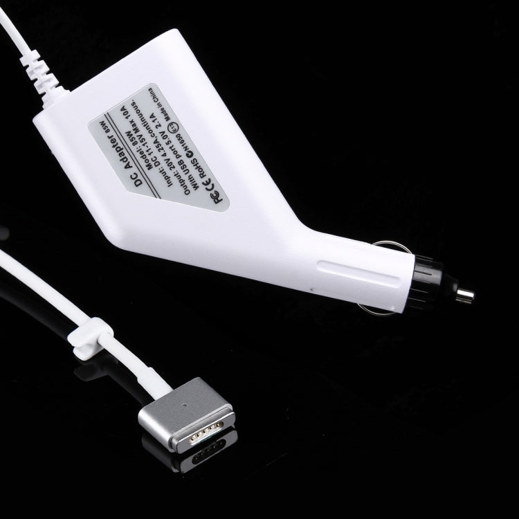 85W 20V 4.25A 5 Pin T Style MagSafe 2 Car Charger with 1 USB Port for Apple Macbook A1398 / A1424 / MC975 / MC976 / ME664 / ME665, Length: 1.7m (White) - Cable & Adapter by PMC TechLife | Online Shopping South Africa | PMC TechLife | Buy Now Pay Later Mobicred