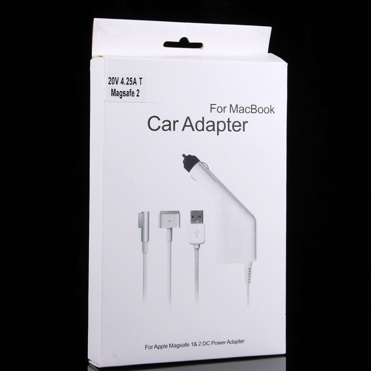 85W 20V 4.25A 5 Pin T Style MagSafe 2 Car Charger with 1 USB Port for Apple Macbook A1398 / A1424 / MC975 / MC976 / ME664 / ME665, Length: 1.7m (White) - Cable & Adapter by PMC TechLife | Online Shopping South Africa | PMC TechLife | Buy Now Pay Later Mobicred