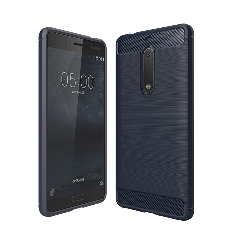 For Nokia 5 Brushed Carbon Fiber Texture Shockproof TPU Protective Cover Case(Navy Blue) - free shipping - PMC TechLife - Order now!