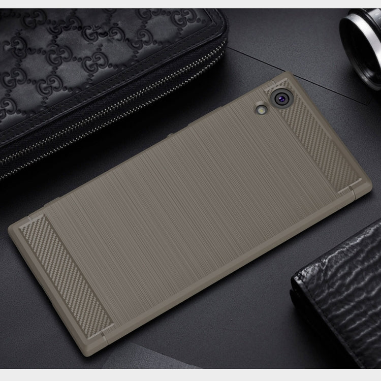 For Sony Xperia XA1 Brushed Texture Carbon Fiber Shockproof TPU Rugged Armor Protective Case(Grey) - free shipping - PMC TechLife - Order now!