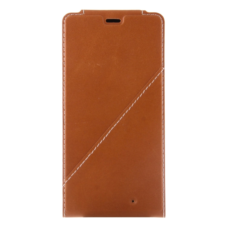 Vertical Flip Genuine Leather Case + QI Wireless Standard Charging Back Cover For Microsoft Lumia 950 XL(Brown) - Back Cover by PMC TechLife | Online Shopping South Africa | PMC TechLife | Buy Now Pay Later Mobicred