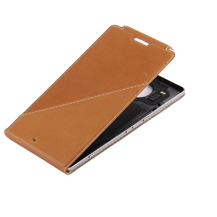 Vertical Flip Genuine Leather Case + QI Wireless Standard Charging Back Cover For Microsoft Lumia 950 XL(Brown) - Back Cover by PMC TechLife | Online Shopping South Africa | PMC TechLife | Buy Now Pay Later Mobicred