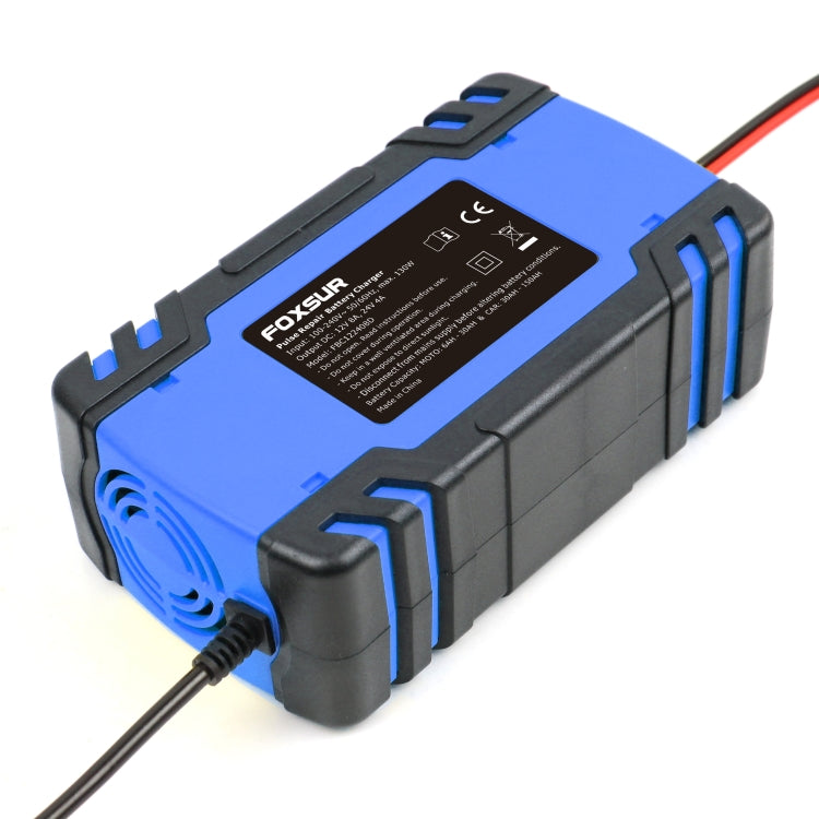 FOXSUR 12V-24V Car Motorcycle Truck Repair Battery Charger AGM Charger, EU Plug (Blue) - free shipping - PMC TechLife - Order now!