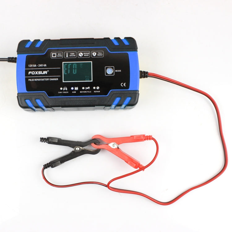 FOXSUR 12V-24V Car Motorcycle Truck Repair Battery Charger AGM Charger, EU Plug (Blue) - free shipping - PMC TechLife - Order now!