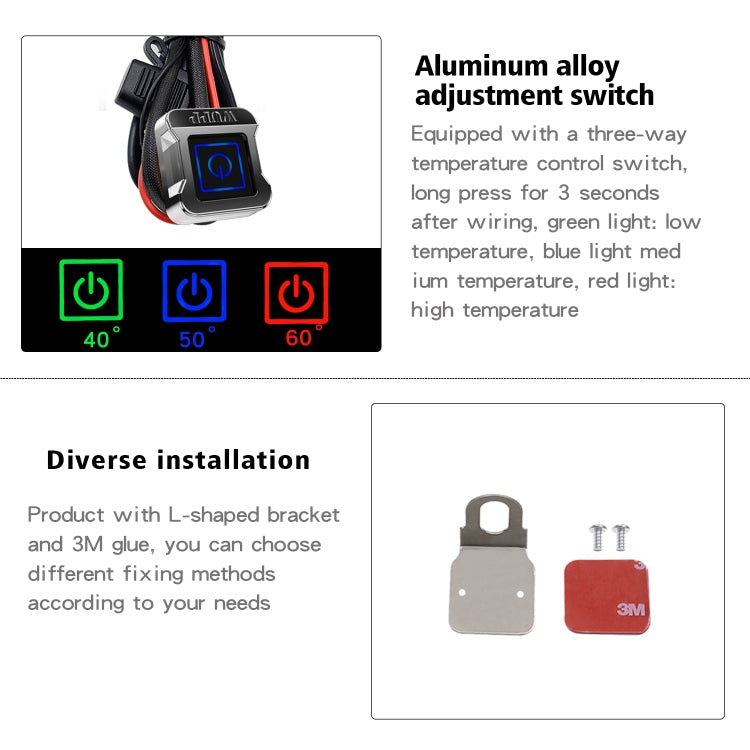 WUPP ZH-983C1 Motorcycle Modified Intelligent Electric Heating Hand Cover Heated Grip Handlebar with Three Gear Temperature Control(Black) - free shipping - PMC TechLife - Order now!