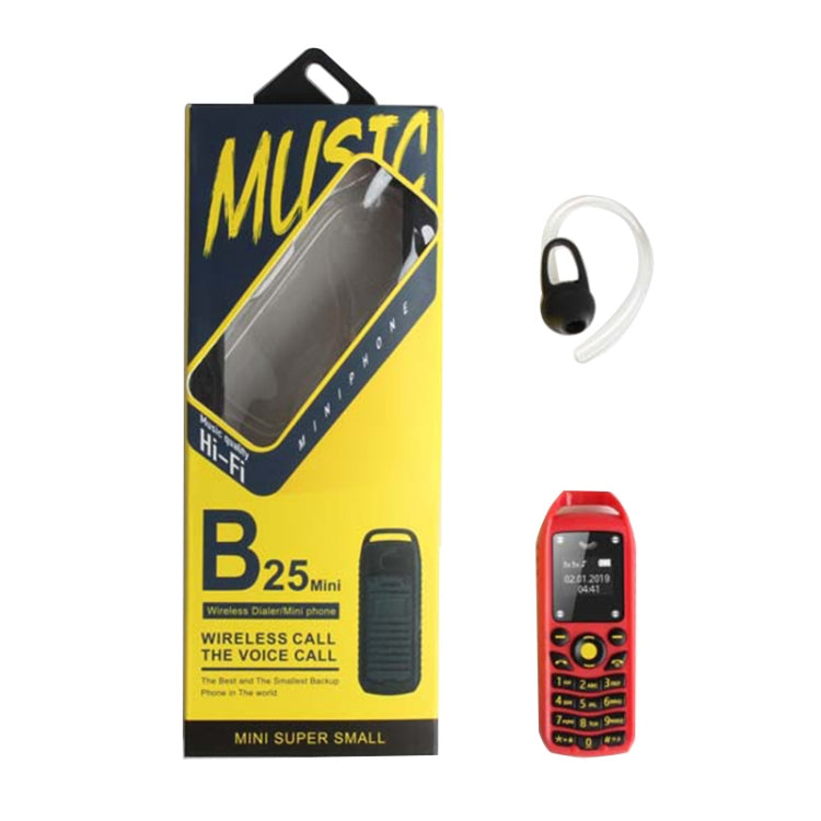 Mini B25 Headphone Mobile Phone, Hands Free Bluetooth Dialer Headphone, MP3 Music, Dual SIM, Network: 2G(Red) - Others by PMC TechLife | Online Shopping South Africa | PMC TechLife