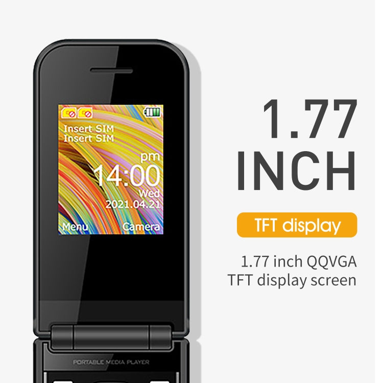 UNIWA F2720 Flip Phone, 1.77 inch, SC6531E, Support Bluetooth, FM, GSM, Dual SIM(Black) - UNIWA by UNIWA | Online Shopping South Africa | PMC TechLife