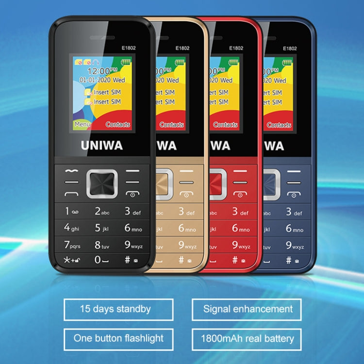 UNIWA E1802 Mobile Phone, 1.77 inch, 1800mAh Battery, SC6531DA, 21 Keys, Support Bluetooth, FM, MP3, MP4, GSM, Dual SIM(Black) - UNIWA by UNIWA | Online Shopping South Africa | PMC TechLife