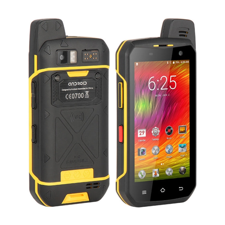 UNIWA B6000 PTT Walkie Talkie Rugged Phone, 4GB+64GB, IP68 Waterproof Dustproof Shockproof, 5000mAh Battery, 4.7 inch Android 9.0 MTK6762 Octa Core up to 2.0GHz, Network: 4G, NFC, OTG (Yellow) - UNIWA by UNIWA | Online Shopping South Africa | PMC TechLife