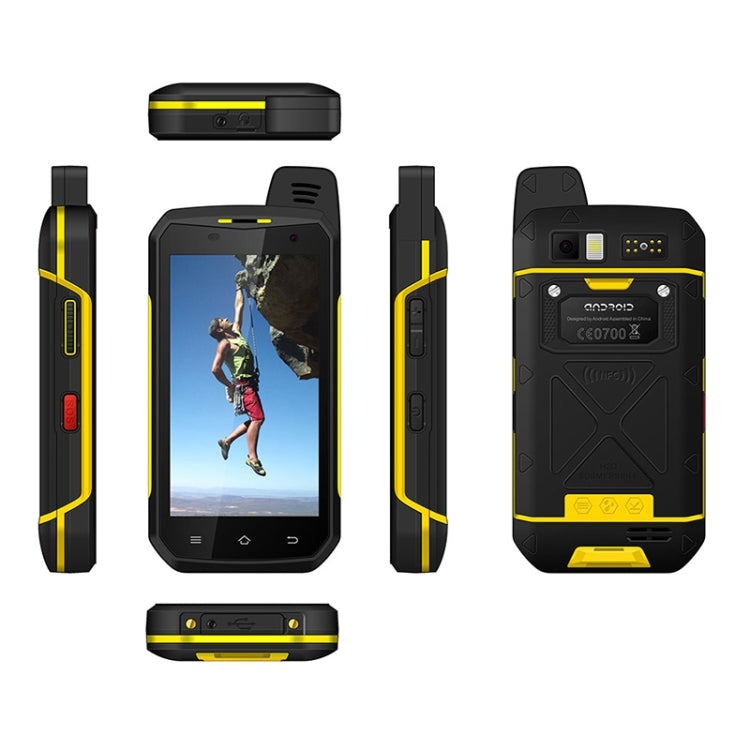 UNIWA B6000 PTT Walkie Talkie Rugged Phone, 4GB+64GB, IP68 Waterproof Dustproof Shockproof, 5000mAh Battery, 4.7 inch Android 9.0 MTK6762 Octa Core up to 2.0GHz, Network: 4G, NFC, OTG (Yellow) - UNIWA by UNIWA | Online Shopping South Africa | PMC TechLife