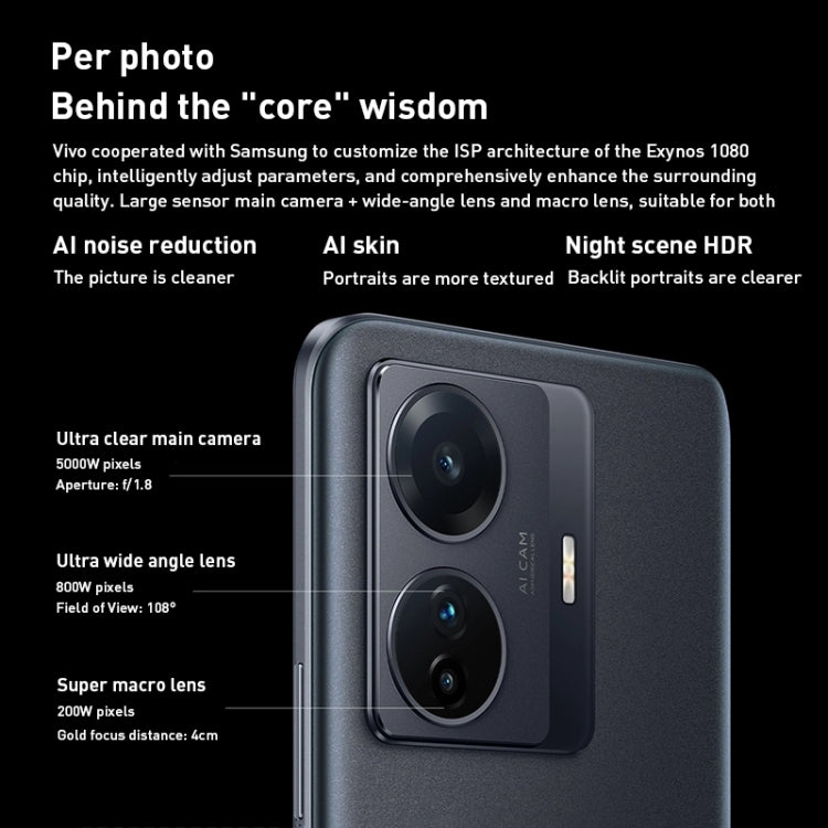 vivo S15e 5G, 50MP Camera, 8GB+128GB, Triple Back Cameras, Srceen Fingerprint Identification, 4700mAh Battery, 6.44 inch Android 11.0 OriginOS Ocean Exynos 1080 Octa Core up to 2.8GHz, OTG, NFC, Network: 5G (Black) - free shipping - PMC TechLife - Order now!