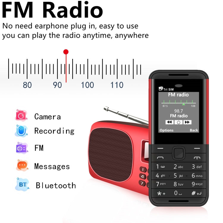 SERVO BM5310 Mini Mobile Phone, English Key, 1.33 inch, MTK6261D, 21 Keys, Support Bluetooth, FM, Magic Sound, Auto Call Record, GSM, Triple SIM (Red) - free shipping - PMC TechLife - Order now!