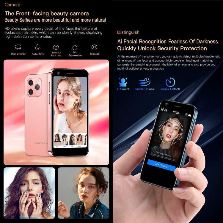 SOYES XS12 Pro, 2GB+16GB, Face Recognition, 3.0 inch Android 10.0 MTK6750 Octa Core, Bluetooth, WiFi, FM, OTG, Network: 4G, Dual SIM, Support Google Play (Pink) - SOYES by SOYES | Online Shopping South Africa | PMC TechLife