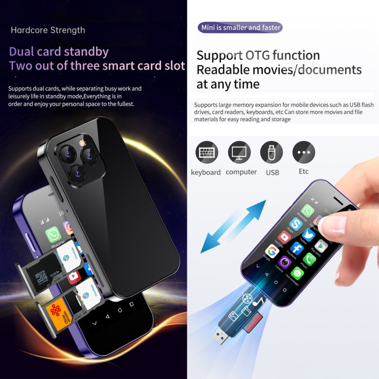 SOYES 14 Pro, 3GB+64GB, Face Recognition, 3.0 inch Android 9.0 MTK6739CW Quad Core up to 1.28GHz, OTG, Network: 4G, Dual SIM, Support Google Play(Purple) - SOYES by SOYES | Online Shopping South Africa | PMC TechLife