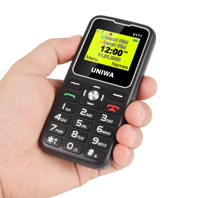 UNIWA V171 Mobile Phone, 1.77 inch, 1000mAh Battery, 21 Keys, Support Bluetooth, FM, MP3, MP4, GSM, Dual SIM, with Docking Base(Black) - UNIWA by UNIWA | Online Shopping South Africa | PMC TechLife