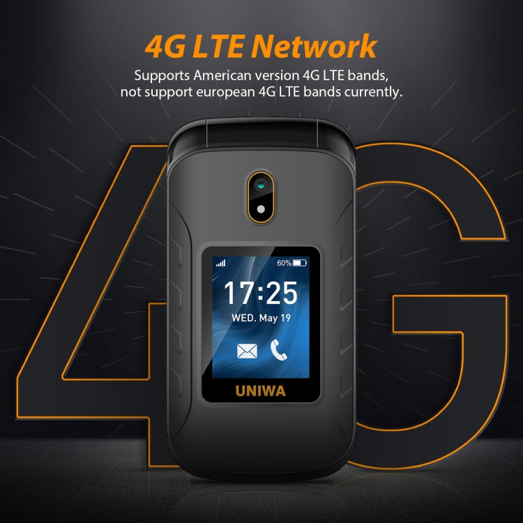 UNIWA V909T Flip Phone, 2.8 inch + 1.77 inch, UNISOC Tiger T107, Support Bluetooth, FM, Network: 4G, SOS, with Charge Dock Base(Black) - UNIWA by UNIWA | Online Shopping South Africa | PMC TechLife
