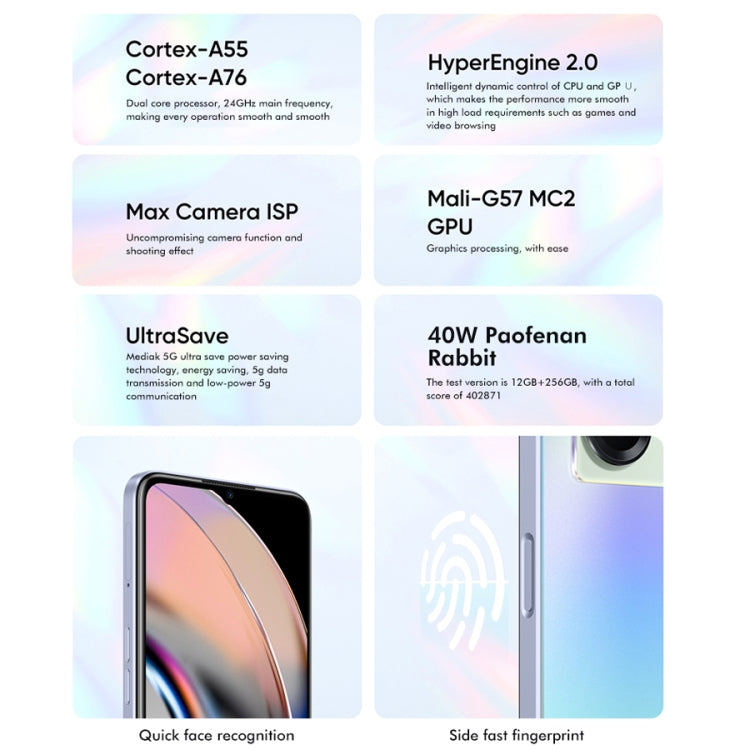 Realme V23 5G, 48MP Camera, 8GB+256GB, Dual Back Cameras, Side Fingerprint Identification, 5000mAh Battery, 6.58 inch Realme UI 3.0 / Android 12 MediaTek Dimensity 810 Octa Core up to 2.4GHz, Network: 5G, Support Google Play(Blue) - free shipping - PMC TechLife - Order now!